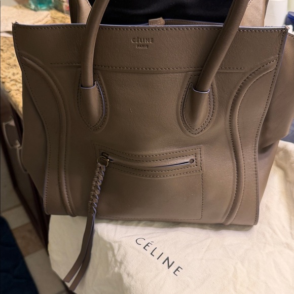 Celine Taupe Leather Satchel - Picture 2 of 10